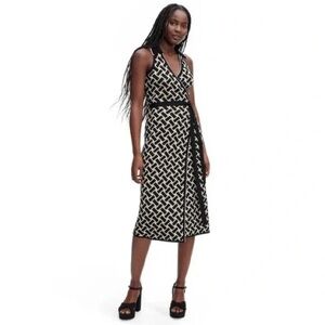 Diane Von Furstenberg Collared Sleeveless Midi Wrap Dress‎